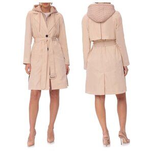 Avec Les Filles Single Breasted Trench with Quilted Hooded Insert